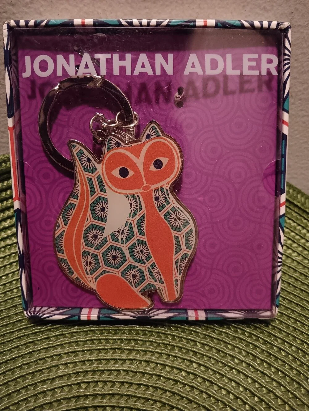 Jonathan Adler Orange & Teal Fox Keyring